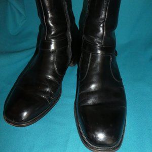 Breather Wright Men's 9.5D Zipper Ankle Boots Black Leather Boots Vintage.